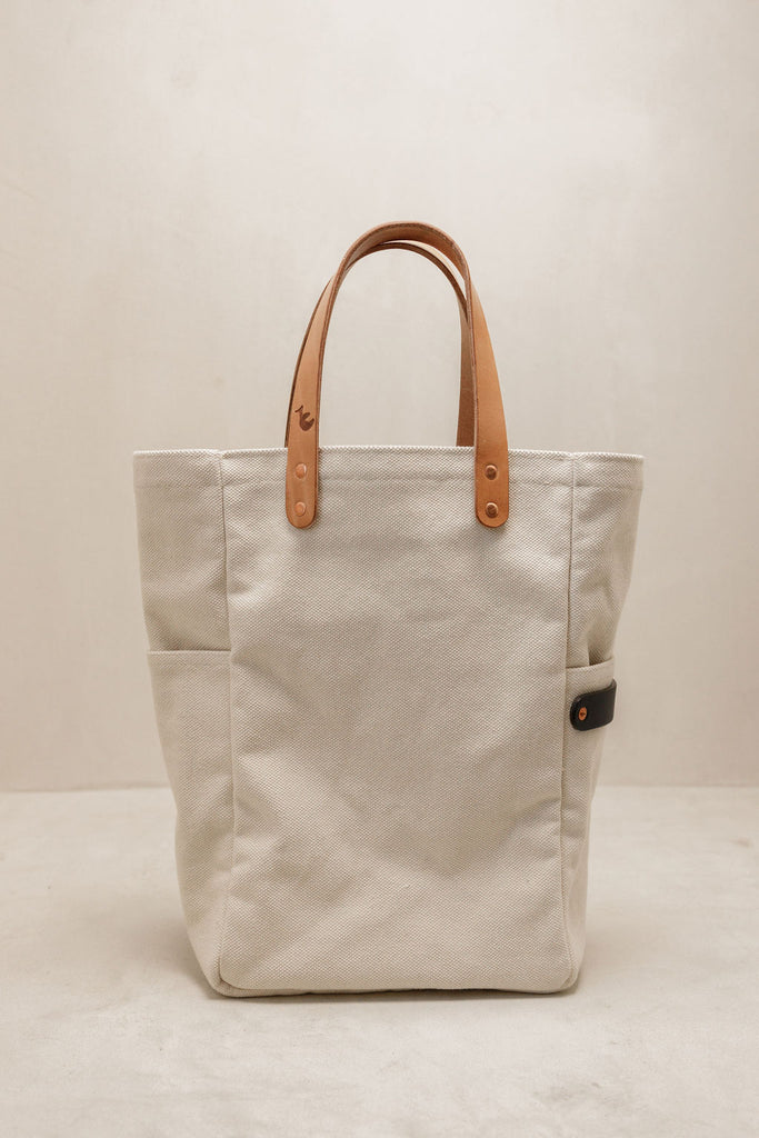 leather-handled canvas tote in salt